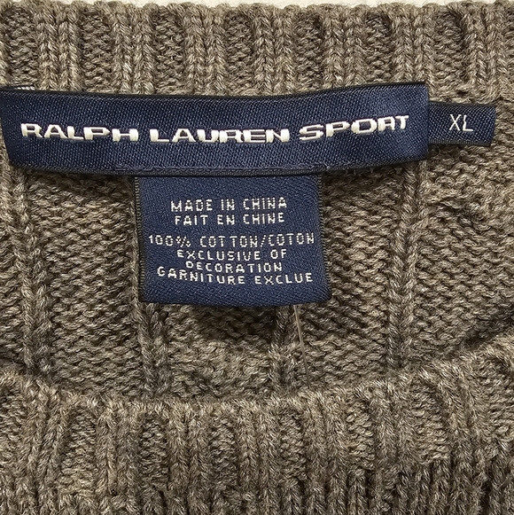 NWT Ralph Lauren Sport Women's Gray Cable Knit Pullover with Pink Logo Size-XL - Picture 11 of 11